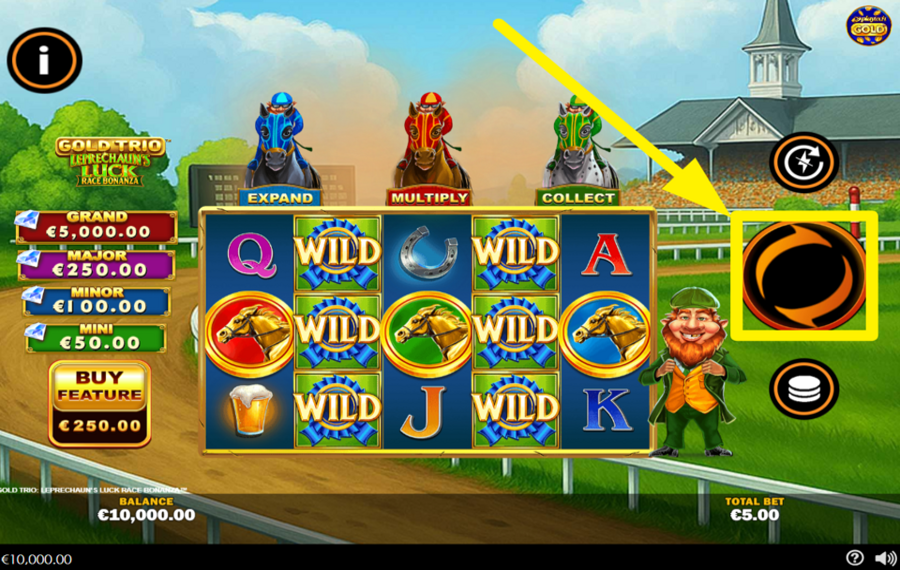 Gold Trio Leprechauns Luck Race Bonanza GIRA PER LA VITTORIA!