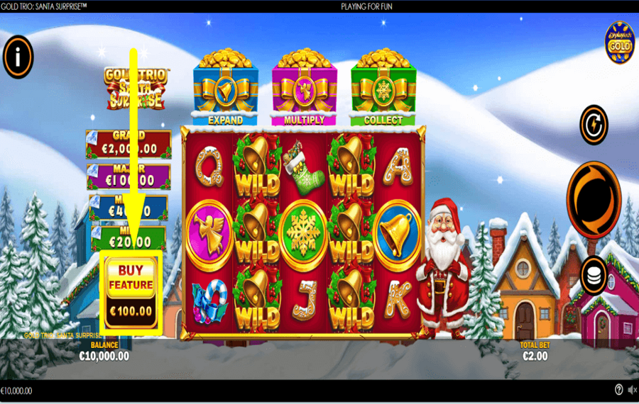 Gold Trio Santa Surprise ПОЛУЧАЙТЕ БОНУСЫ.
