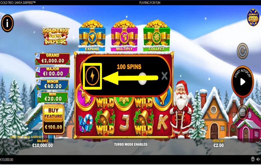 Gold Trio Santa Surprise АКТИВИРОВАТЬ ТУРБО-РЕЖИМ.