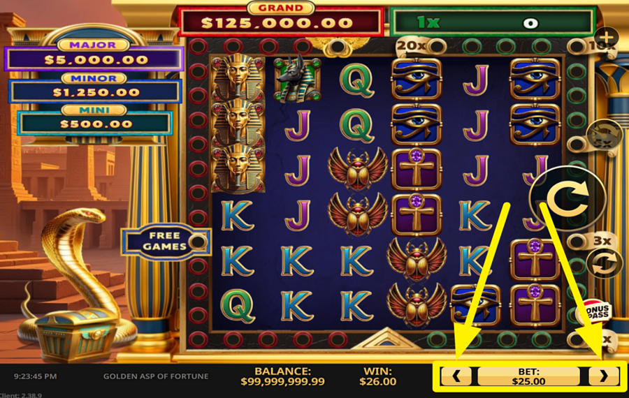 Golden Asp of Fortune ASSIGN A BET VALUE.