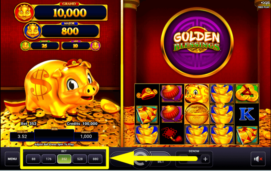 Golden Blessings ADJUST THE BET AMOUNT.