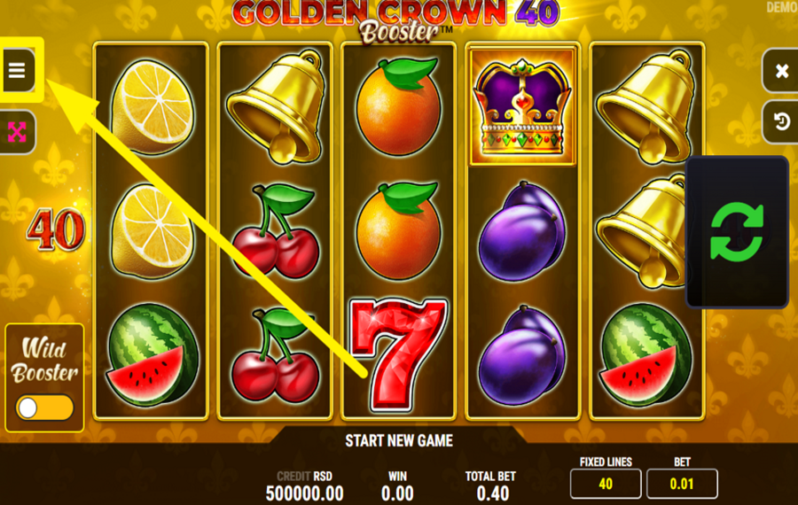 Golden Crown 40 Booster ВЫБЕРИТЕ СУММУ СТАВКИ.