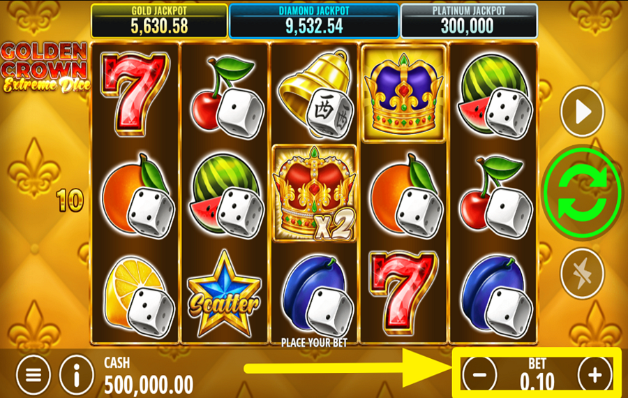Golden Crown Extreme Dice СКОРРЕКТИРУЙТЕ СВОЮ СТАВКУ.