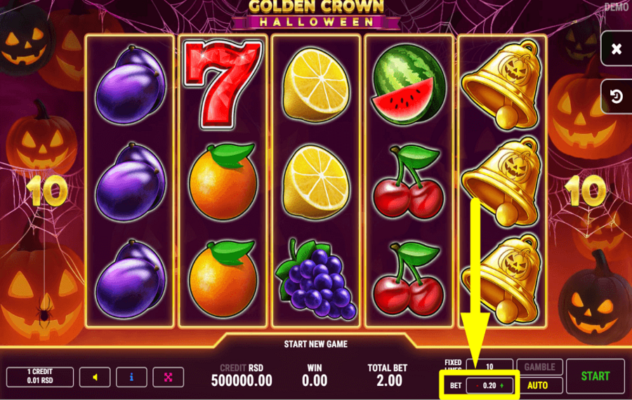 Golden Crown Halloween УСТАНОВИТЕ СТАВКУ.