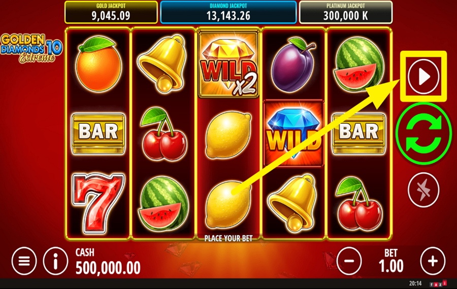 Golden Diamonds 10 Extreme UTILIZE OS GIROS AUTOMÁTICOS.