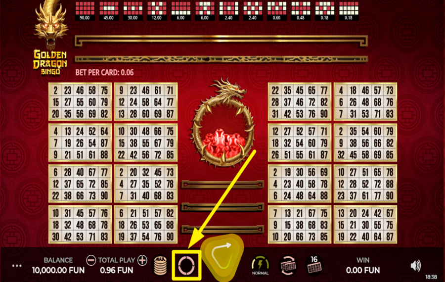 Golden Dragon Bingo UTILISEZ LA FONCTION DE LECTURE AUTOMATIQUE.