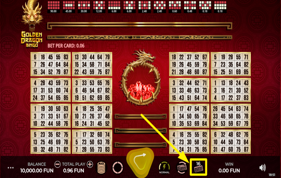 Golden Dragon Bingo AJUSTEZ VOS CARTES DE BINGO.