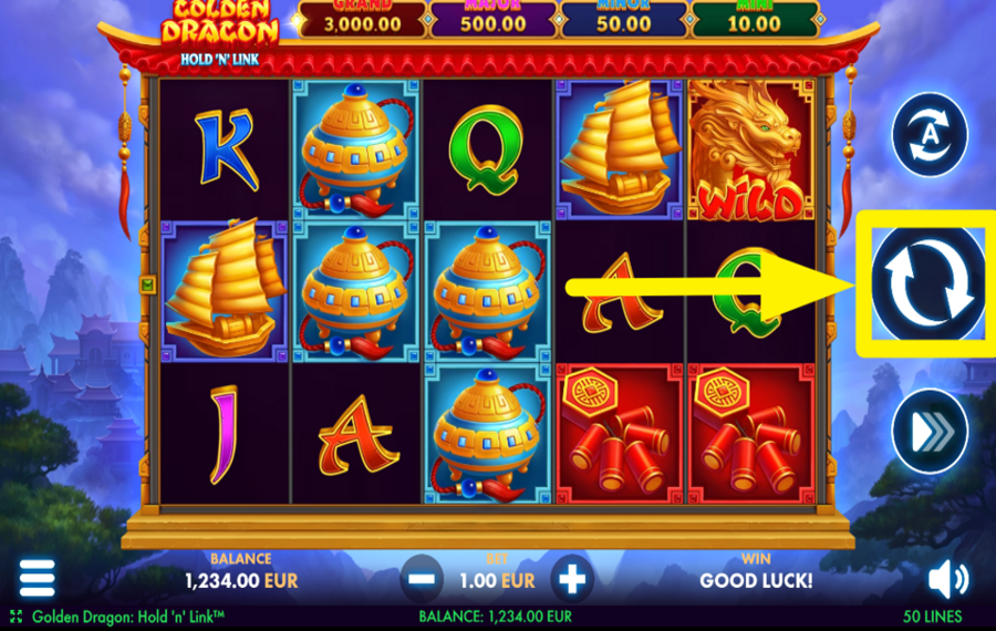 Golden Dragon Hold N Link ВРАЩАЙТЕ БАРАБАНОВЫ.