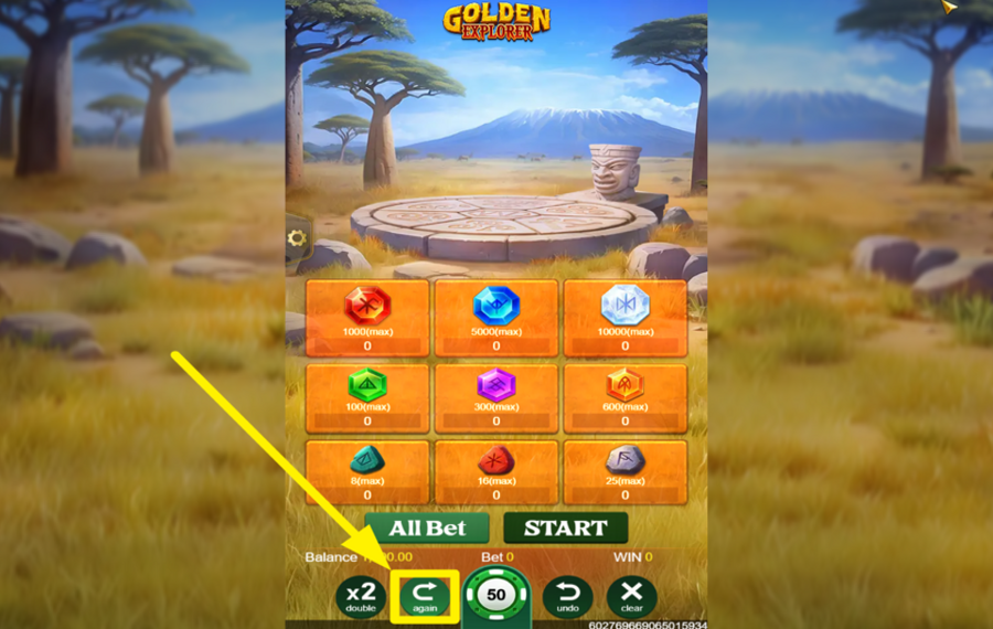 Golden Explorer REAPPLY YOUR LAST BET SELECTION.