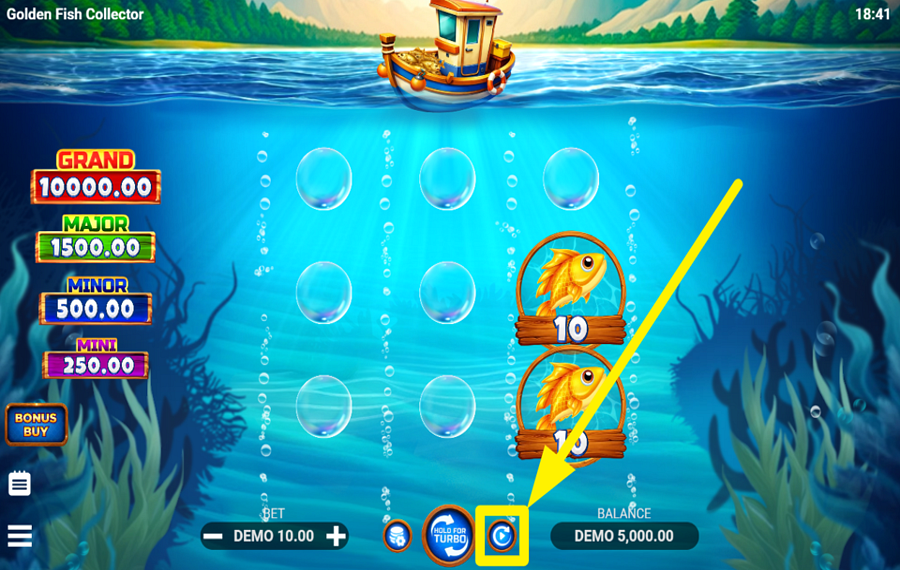Golden Fish Collector ИСПОЛЬЗУЙТЕ АВТОМАТИЧЕСКИЕ ВРАЩЕНИЯ.