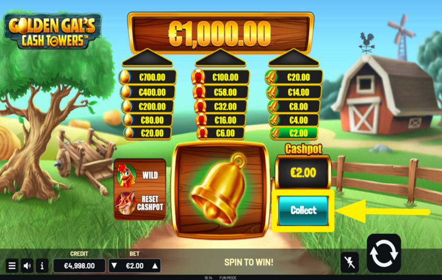 Golden Gals Cash Towers COLLECT CASH FROM THE POT.