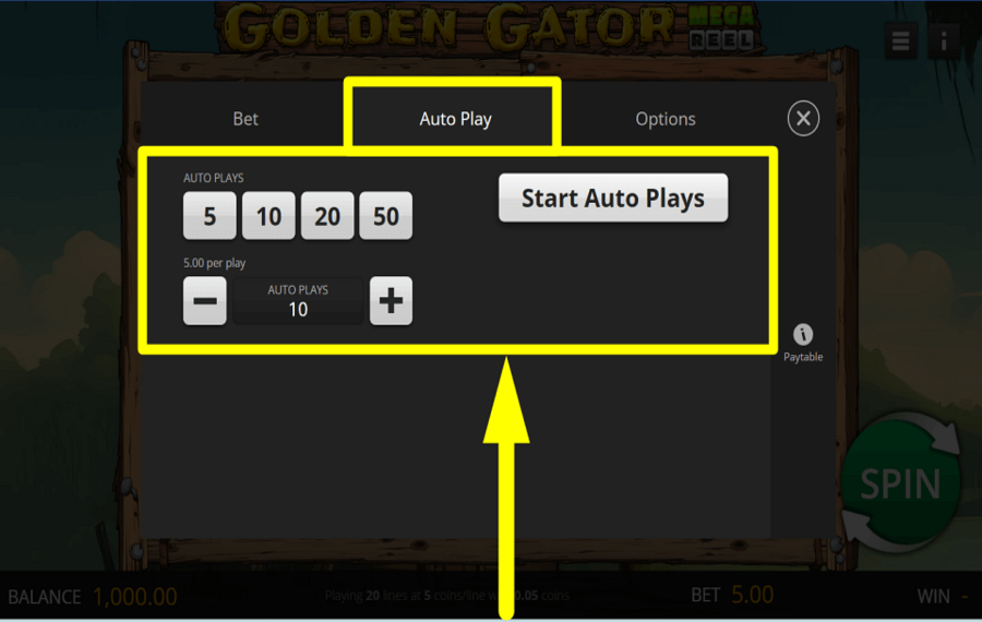 Golden Gator Mega Reel ACTIVATE AUTOPLAY.