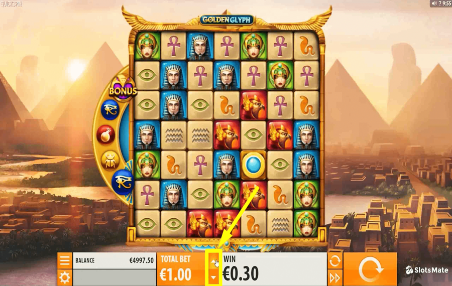 Golden Glyph Выберите сумму ставки. 