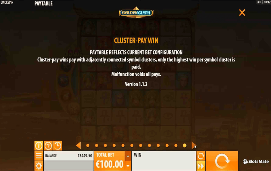 Golden Glyph Выберите линии выплат.