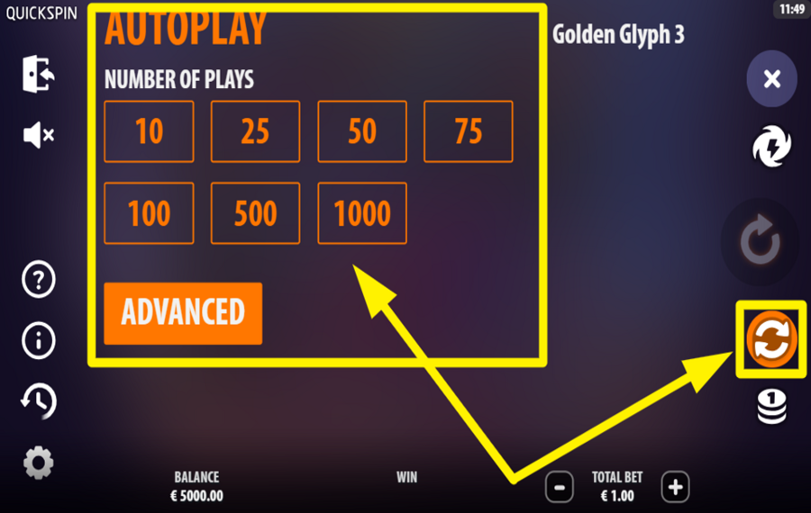 Golden Glyph 3 ИСПОЛЬЗУЙТЕ ФУНКЦИЮ АВТОВОСПРОИЗВЕДЕНИЯ.
