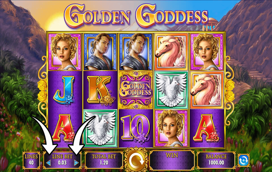 Golden Goddess Choisissez le montant de votre mise