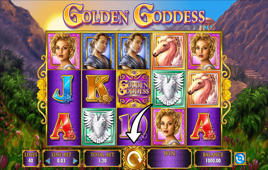 Golden Goddess Cliquez/Appuyez sur le bouton « Spin »