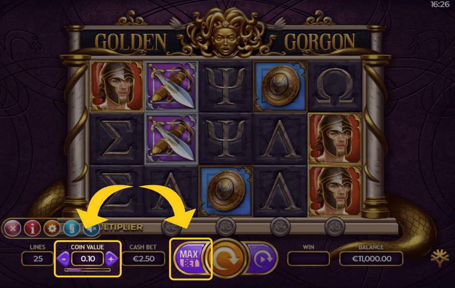 Golden Gorgon Select your desired bet