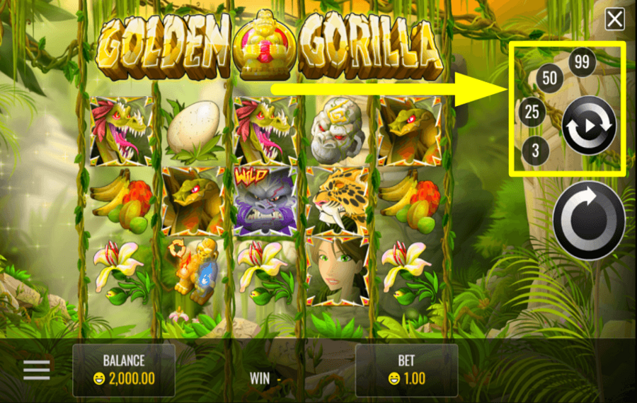 Golden Gorilla АКТИВИРУЙТЕ АВТОМАТИЧЕСКИЕ СПИНЫ.