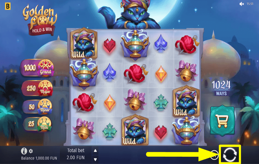 Golden Paw Hold and Win SPIN FOR REWARDS.