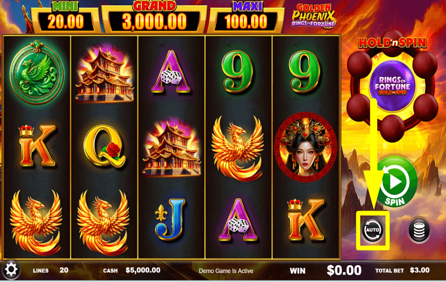 Golden Phoenix Rings of Fortune AUTOPLAY EINRICHTEN.