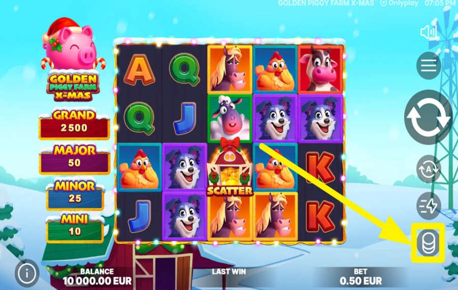 Golden Piggy Farm XMas SELECT A BET AMOUNT.