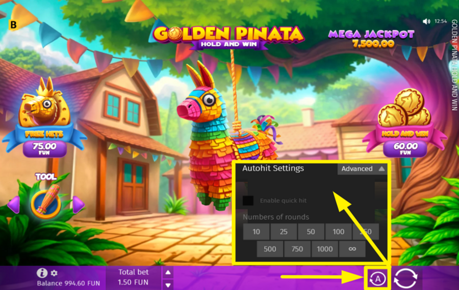 Golden Pinata Hold and Win UTILISER LA LECTURE AUTOMATIQUE.