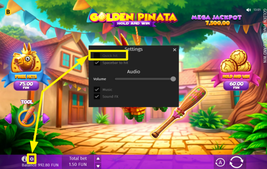 Golden Pinata Hold and Win CHANGER LA VITESSE.