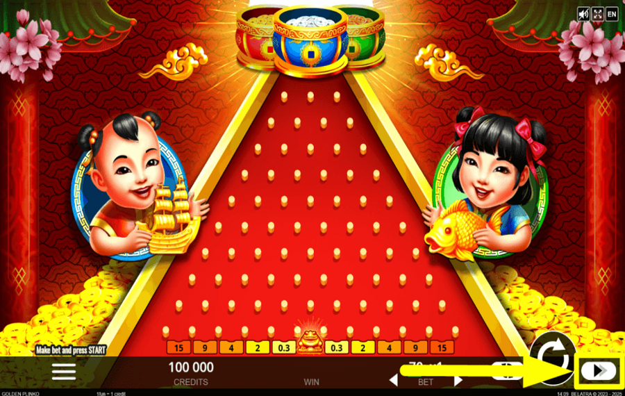 Golden Plinko ACCÉLÉRER LE JEU.