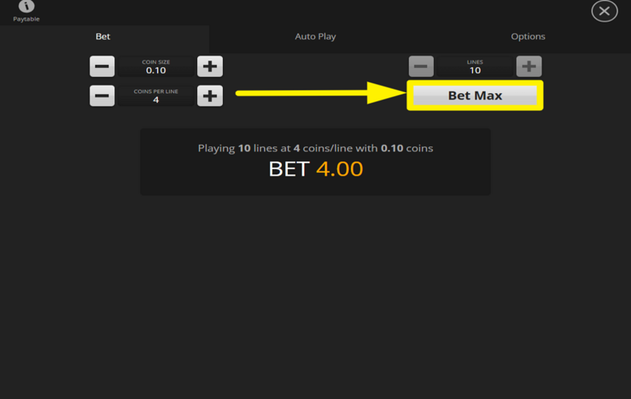 Golden Serpent ASIGNAR EL IMPORTE MÁXIMO DE APUESTA.