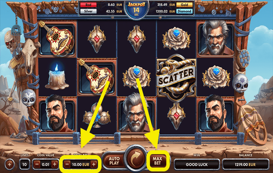 Golden Skulls Choose your bet amount.