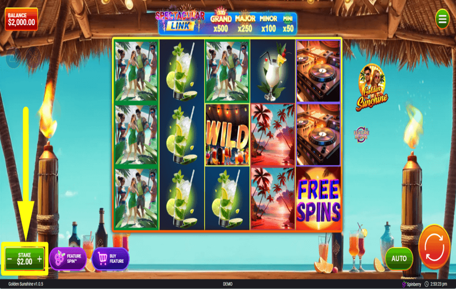 Golden Sunshine SELECT THE WAGER.