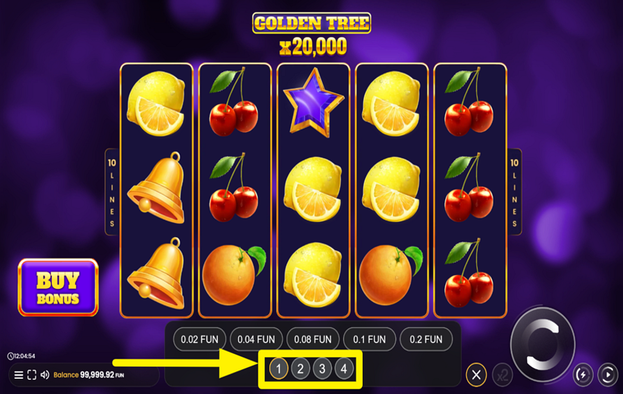 Golden Tree 20000 Buy Bonus SCEGLI UN LIVELLO DI SCOMMESSA.