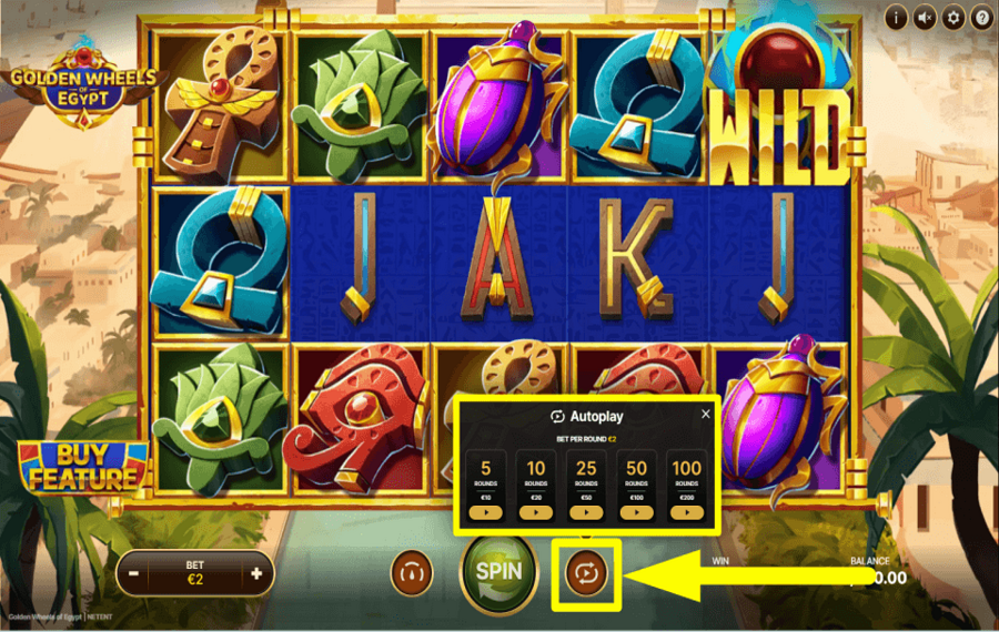 Golden Wheels of Egypt RÉGLER DES TOURS AUTOMATIQUES.