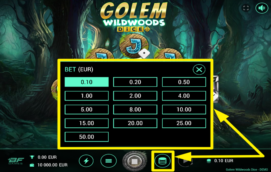 Golem Wildwoods Dice ASSIGN A BET VALUE.