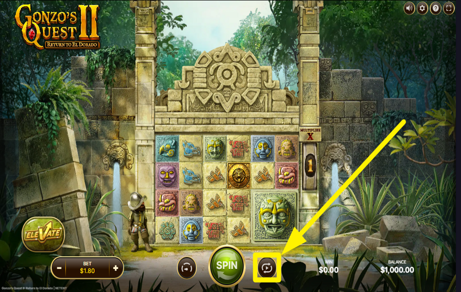 Gonzos Quest 2 UTILISEZ LA FONCTION DE LECTURE AUTOMATIQUE.