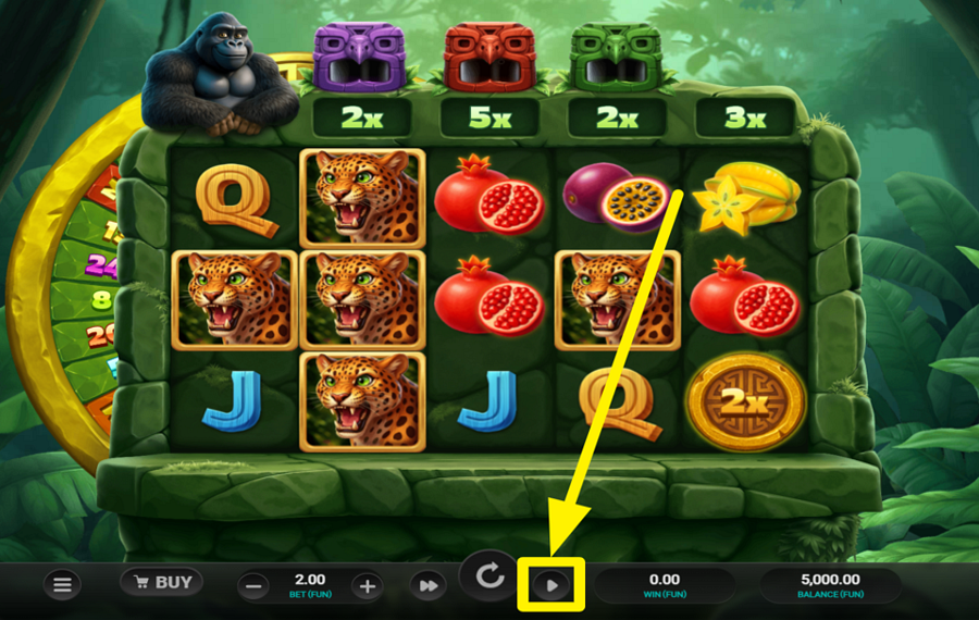 Gorilla Fortune Punch AUTOMATISCHES DREHEN AKTIVIEREN.