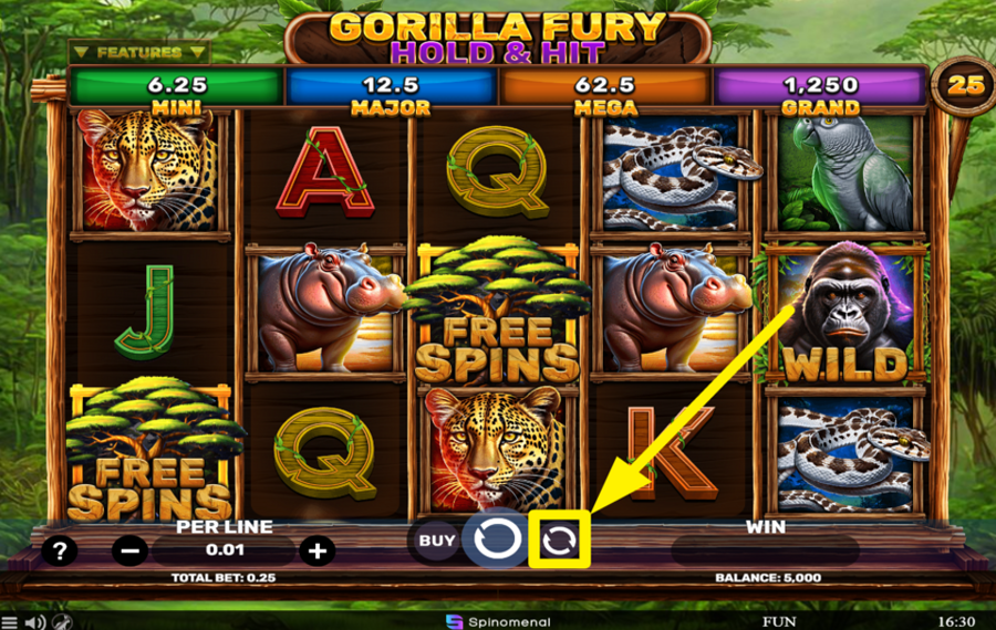 Gorilla Fury Hold and Hit ACTIVAR REPRODUCCIÓN AUTOMÁTICA.