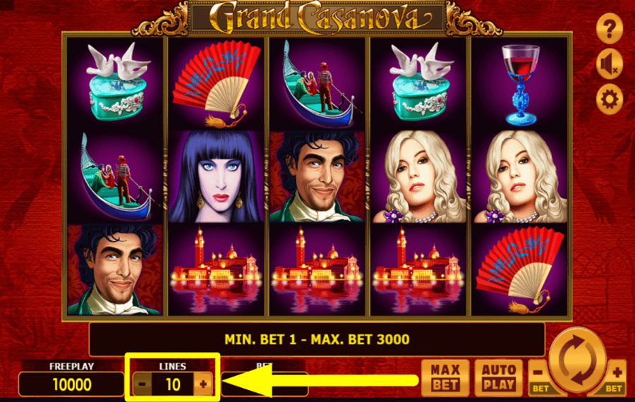 Grand Casanova ADJUST THE PAYLINES.