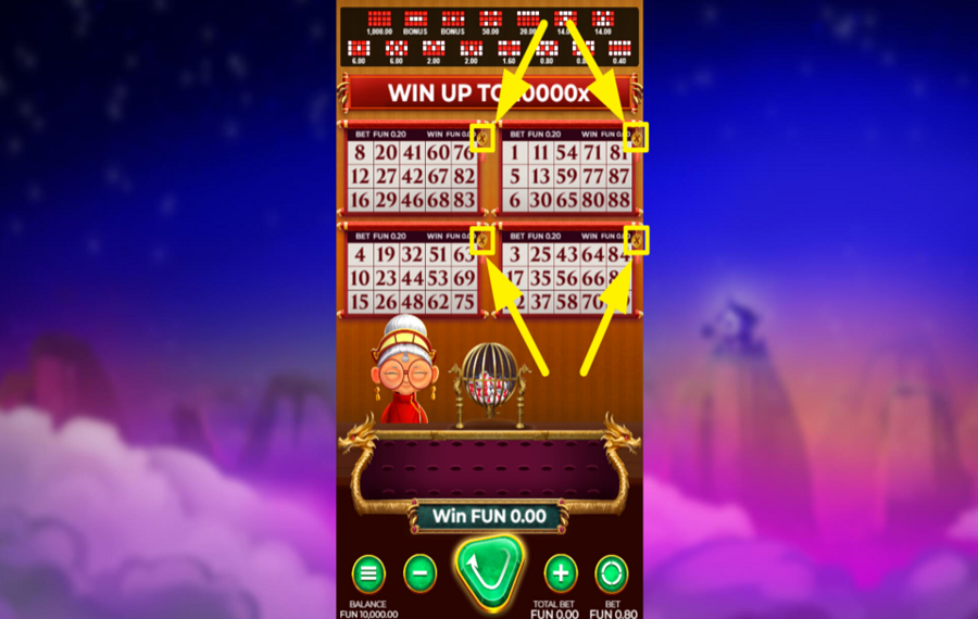 Grandma Bingo CHOISISSEZ VOS CARTES DE BINGO.