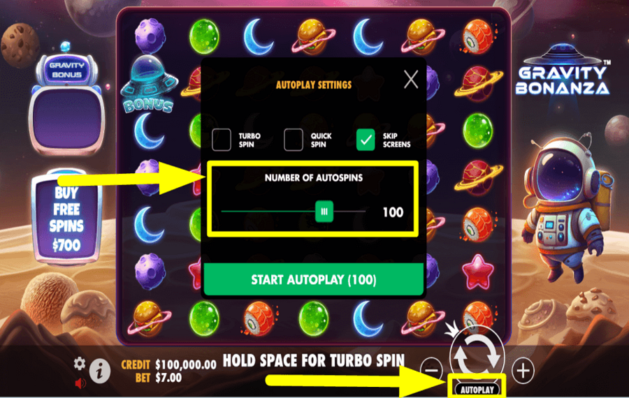 Gravity Bonanza CONTINUE WITH AUTOPLAY.