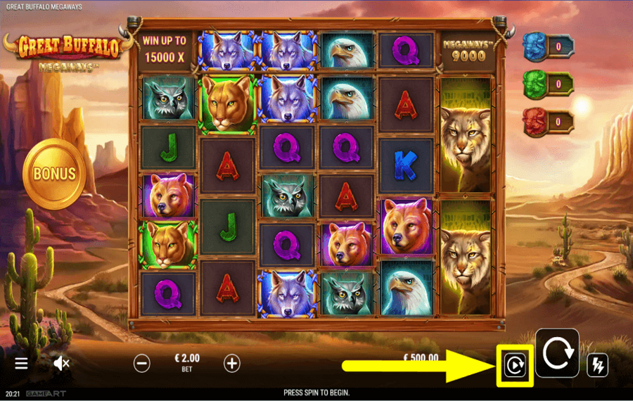 Great Buffalo Megaways ЗАПУСК АВТОМАТИЧЕСКИХ ВРАЩЕНИЙ.