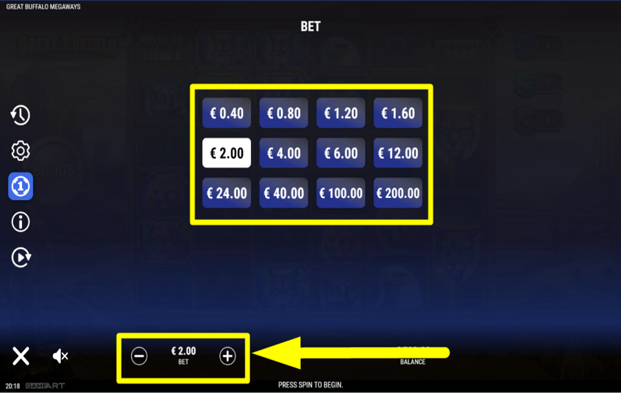 Great Buffalo Megaways ВЫБЕРИТЕ СУММУ СТАВКИ.