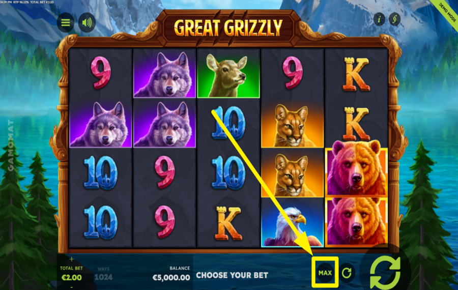 Great Grizzly ОПРЕДЕЛИТЕ МАКСИМАЛЬНУЮ СУММУ СТАВКИ.