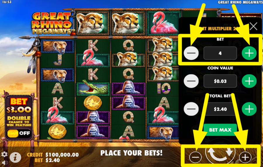 Great Rhino Megaways AJUSTEZ VOTRE NIVEAU DE MISE.