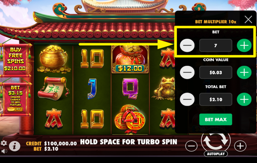 Greedy Fortune Pig MODIFICAR EL NIVEL DE APUESTA.
