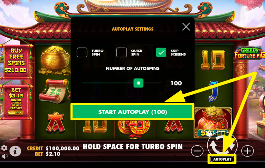 Greedy Fortune Pig UTILICE LA FUNCIÓN DE REPRODUCCIÓN AUTOMÁTICA.