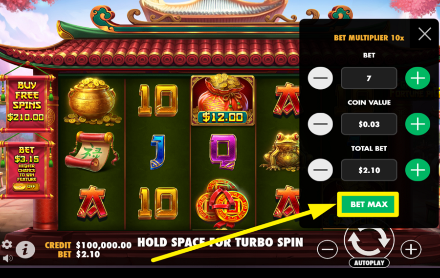 Greedy Fortune Pig AJUSTA LA APUESTA AL MÁXIMO.