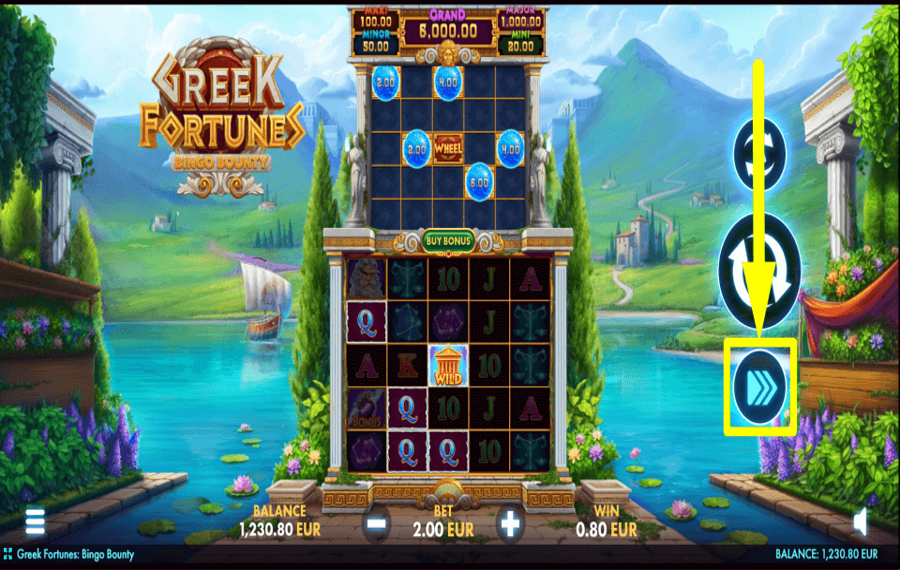 Greek Fortunes Bingo Bounty ACTIVER LE MODE TURBO.