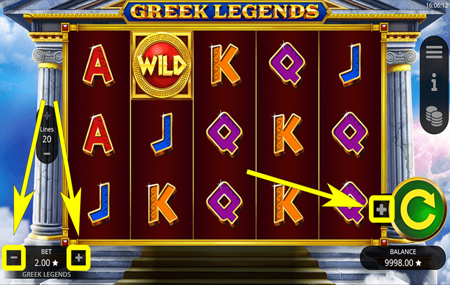 Greek Legends Choose your bet amount.